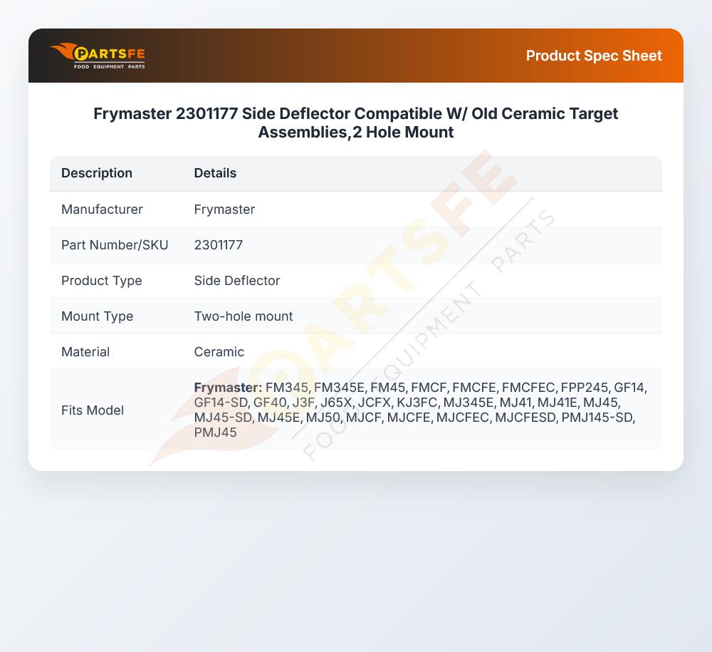 Frymaster 2301177 Side Deflector 45 CF