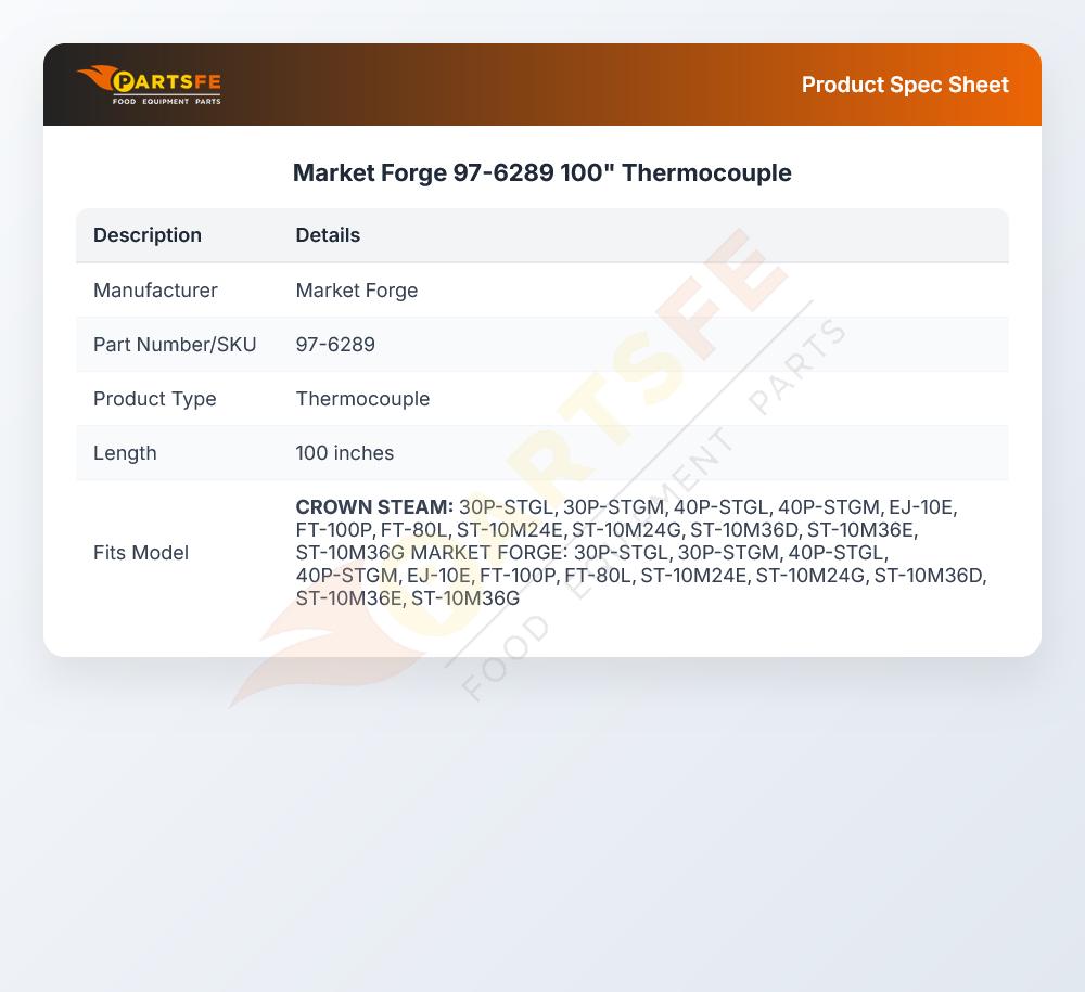 Market Forge 97-6289 100" Thermocouple