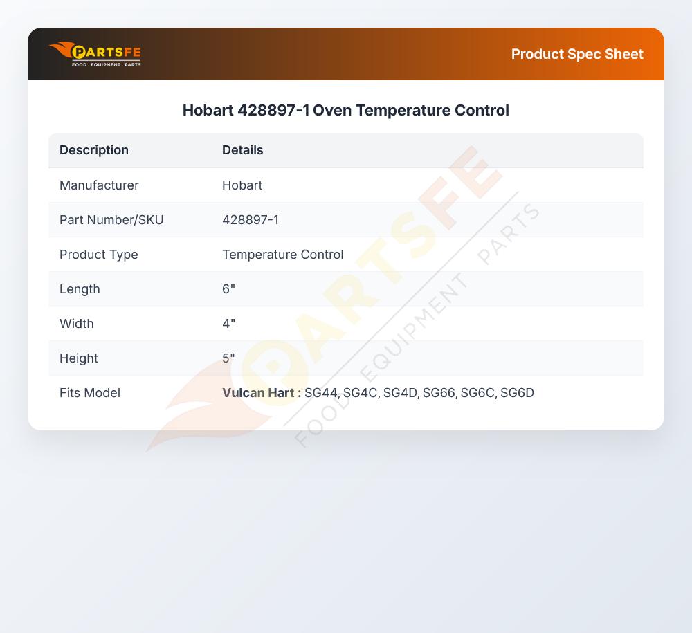 Hobart 428897-1 Oven Temperature Control