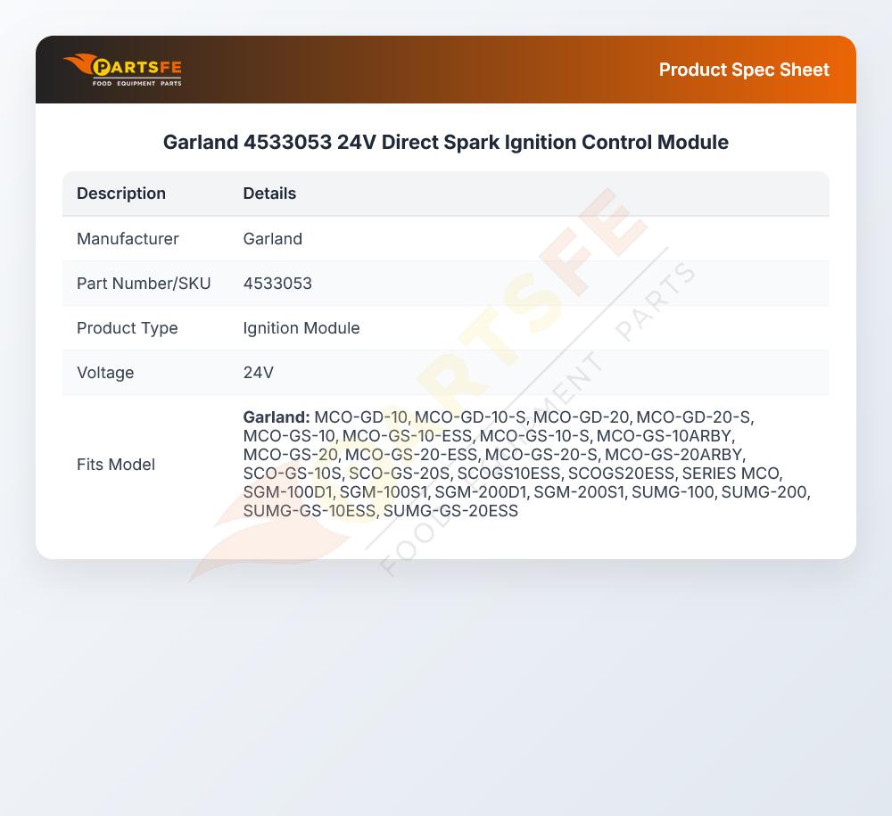 Garland 4533053 Ignition Module