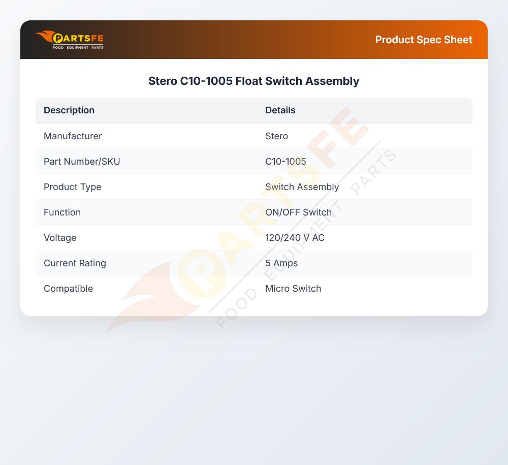 Stero C10-1005 Float Switch Assembly