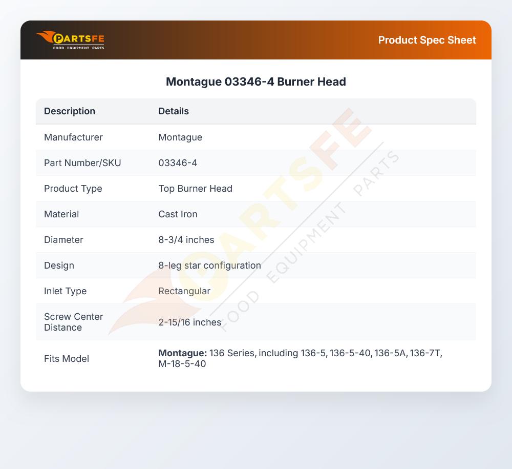 Montague 03346-4 Burner Head