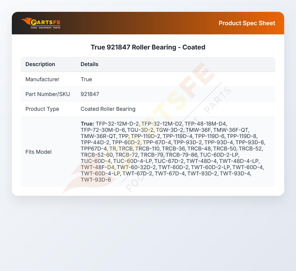 TRUE 921847 Roller Bearing With Mounting Stud