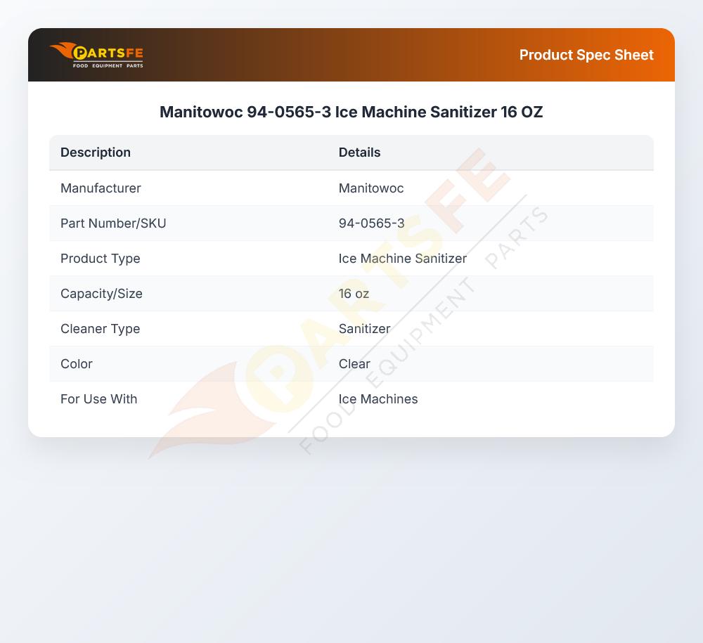 Manitowoc 94-0565-3 Ice Machine Sanitizer 16 OZ