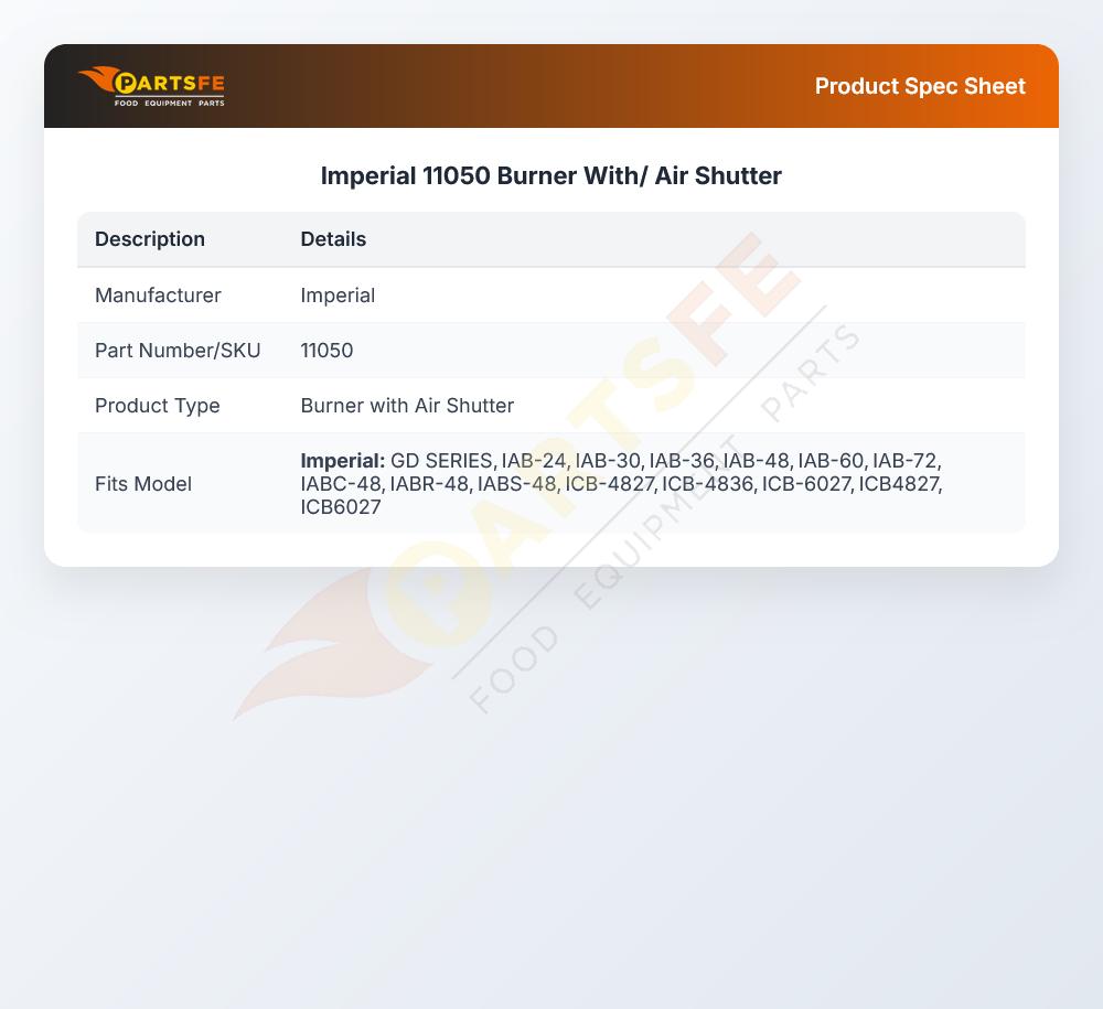 Imperial 11050 Burner With/ Air Shutter