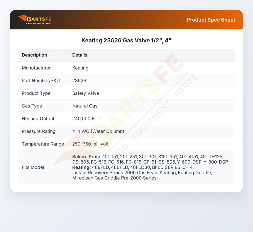23626 Gas Valve 1/2", 4"