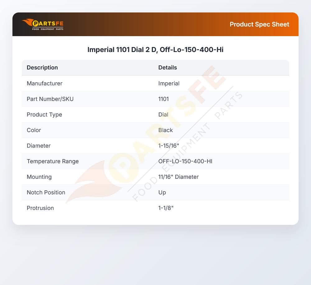 Imperial 1101 Dial 2 D, Off-Lo-150-400-Hi