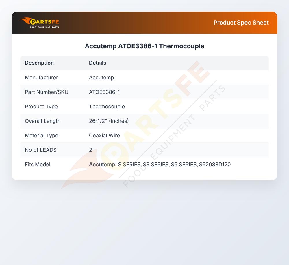 Accutemp ATOE3386-1 Thermocouple